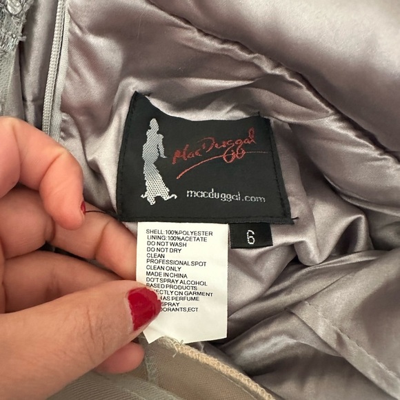 Mac Duggal Floral Embroidered Tulle Gown Size 6 Light Blue Dress Maxi Mesh - Picture 6 of 11